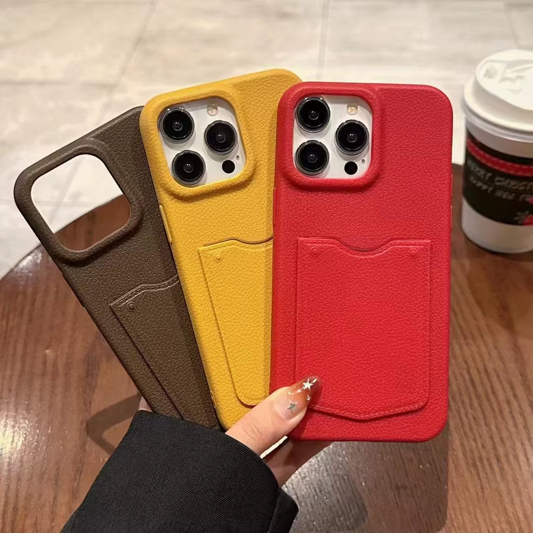 Elegant PU Leather Wallet Case with Credit Card Slot for iPhone 16, 15, 14, 13 Pro Max