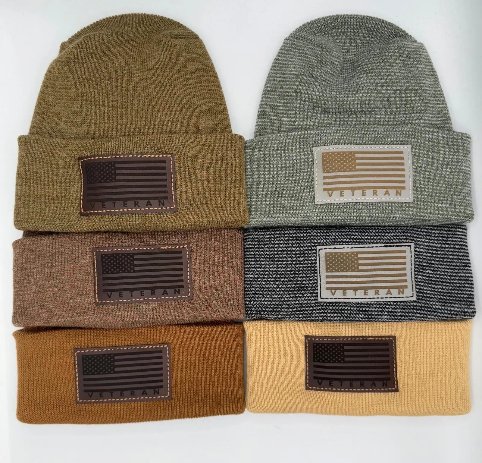Designed & Made in USA | Veteran Beanie with USA Flag - Patriotic H-Stitch™ Cuffed Knit Hat for Men & Women | Limited Edition