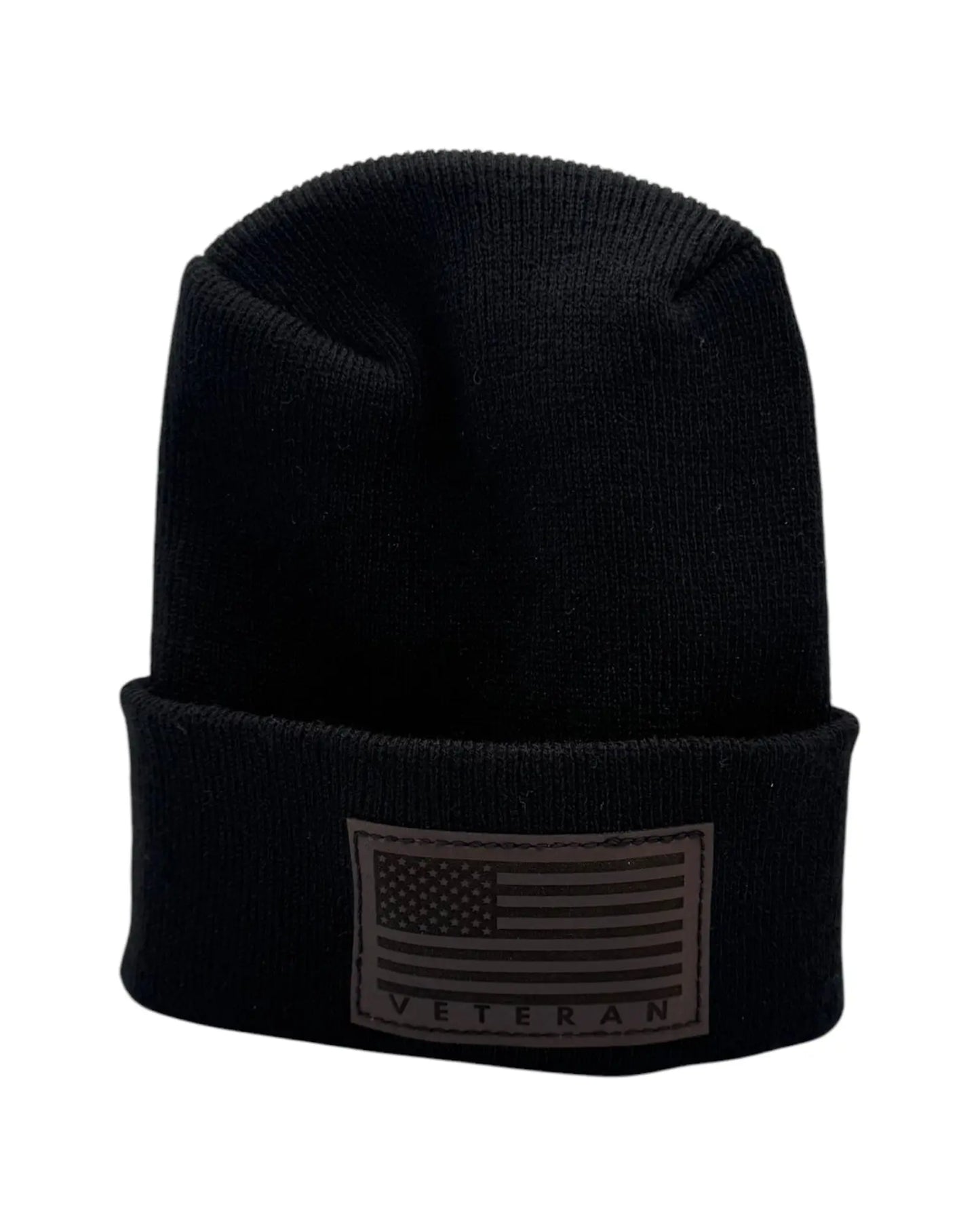Designed & Made in USA | Veteran Beanie with USA Flag - Patriotic H-Stitch™ Cuffed Knit Hat for Men & Women | Limited Edition