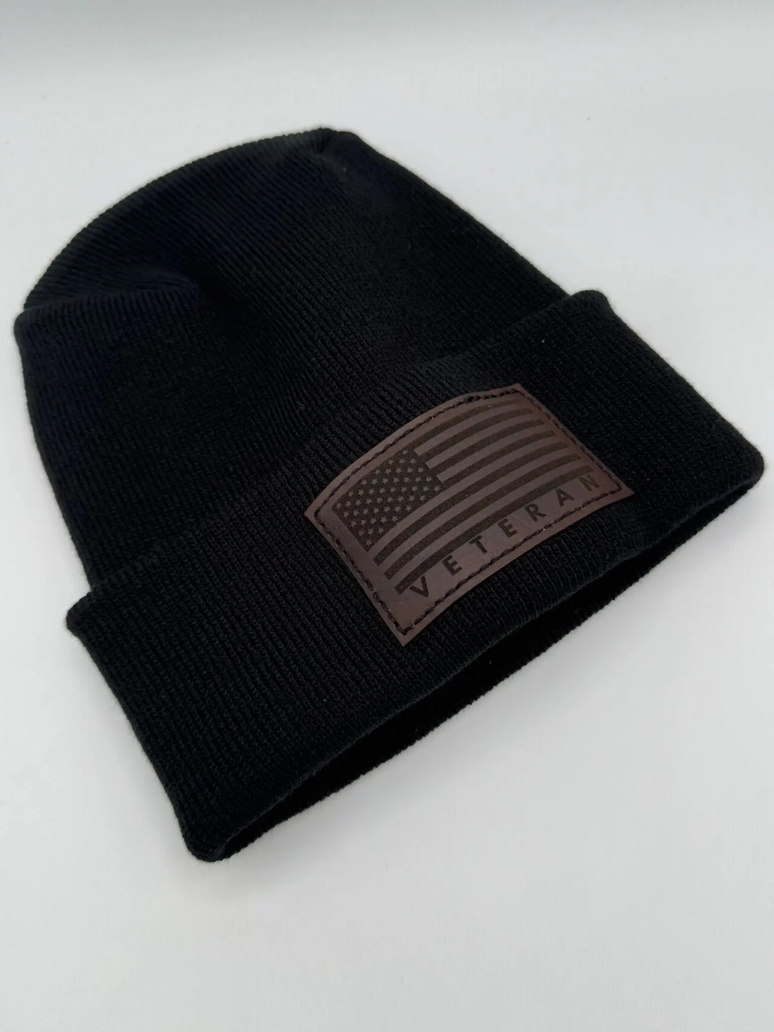Designed & Made in USA | Veteran Beanie with USA Flag - Patriotic H-Stitch™ Cuffed Knit Hat for Men & Women | Limited Edition