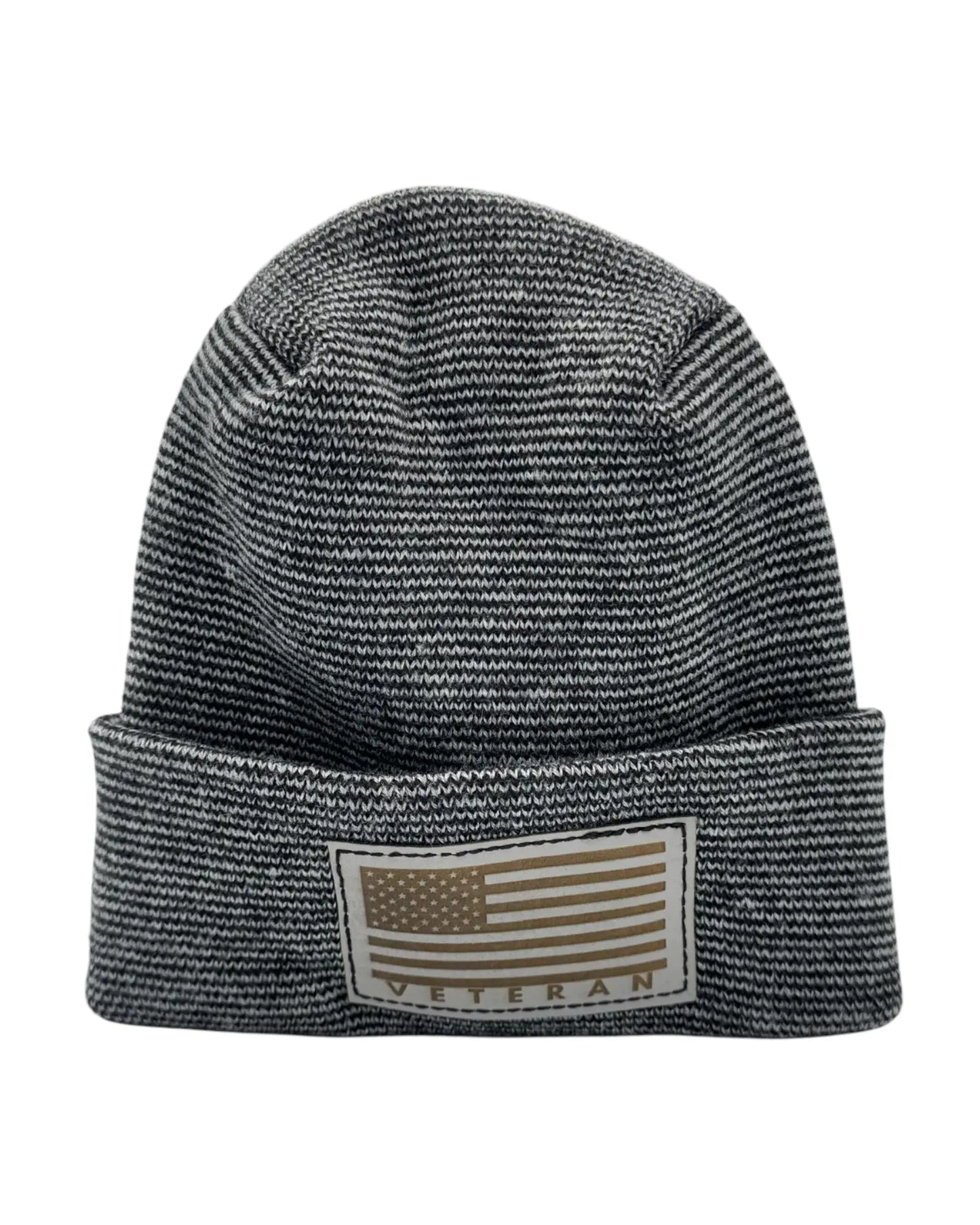 Designed & Made in USA | Veteran Beanie with USA Flag - Patriotic H-Stitch™ Cuffed Knit Hat for Men & Women | Limited Edition