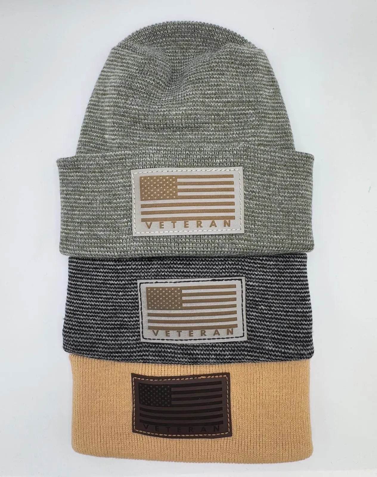 Designed & Made in USA | Veteran Beanie with USA Flag - Patriotic H-Stitch™ Cuffed Knit Hat for Men & Women | Limited Edition
