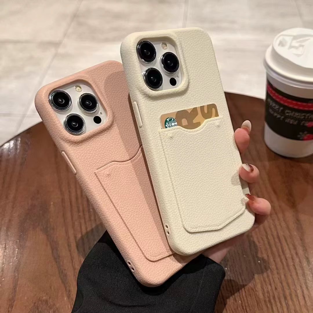 Elegant PU Leather Wallet Case with Credit Card Slot for iPhone 16, 15, 14, 13 Pro Max