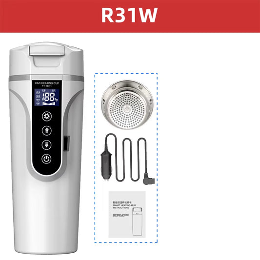 Car Heating Cup Smart Touch LCD Display Stainless Steel Electric Kettle Portable 12V/24V Thermos Bottle
