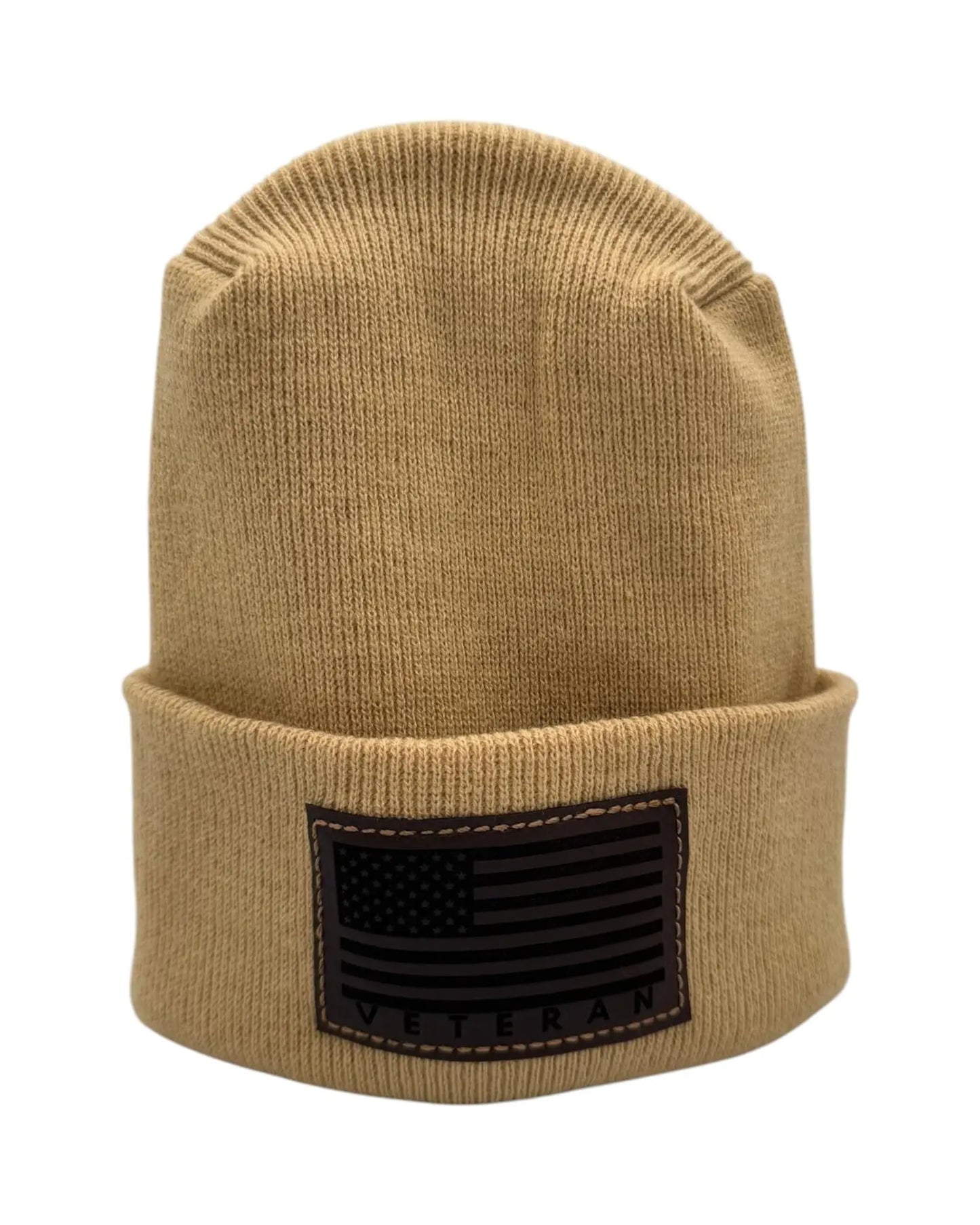 Designed & Made in USA | Veteran Beanie with USA Flag - Patriotic H-Stitch™ Cuffed Knit Hat for Men & Women | Limited Edition